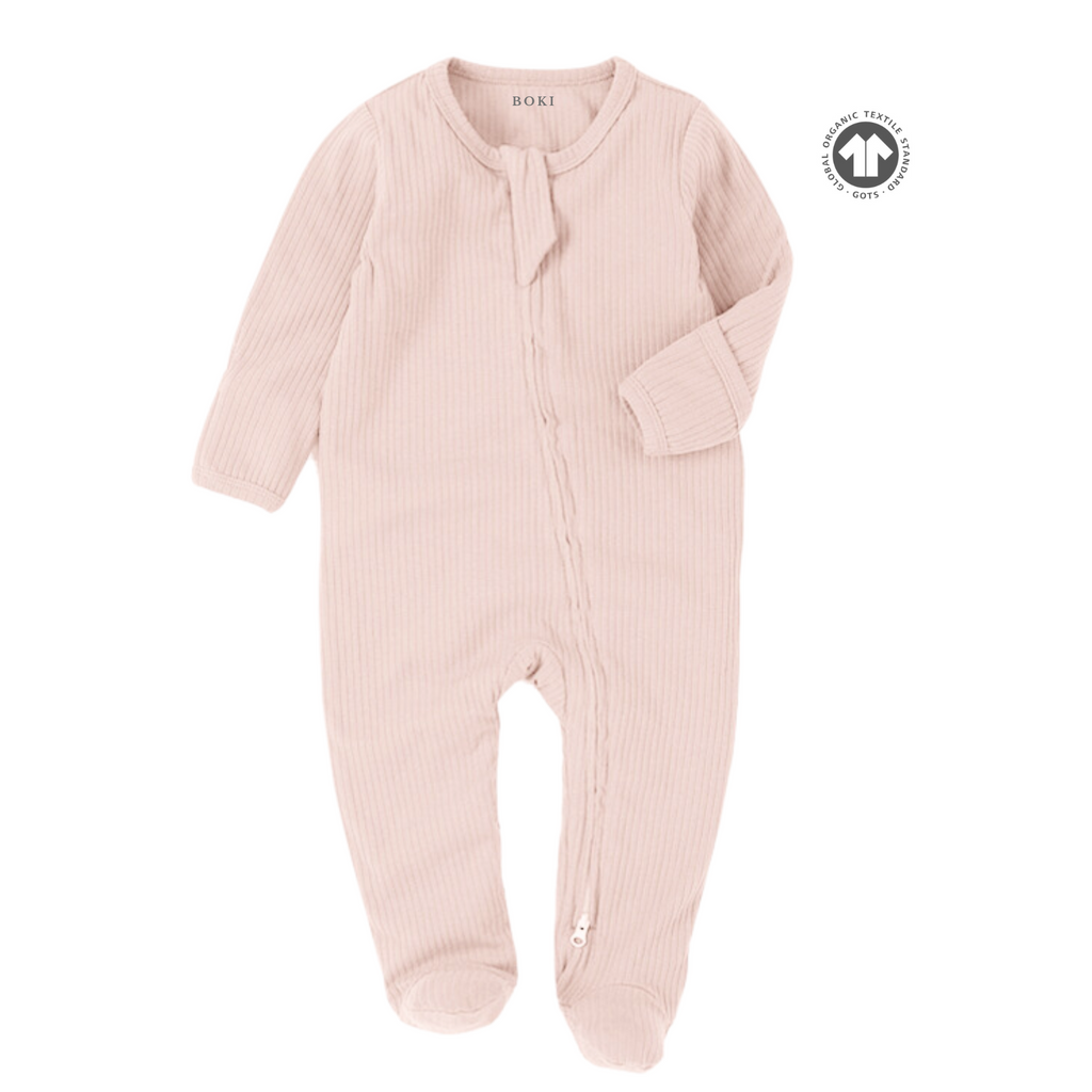 Organic Cotton 2-Way Zipsuit with Footies & Mittens - Blush