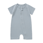 Organic Cotton 2-Way Summer Zipsuit - Light Blue