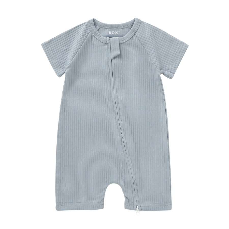 Organic Cotton 2-Way Summer Zipsuit - Light Blue