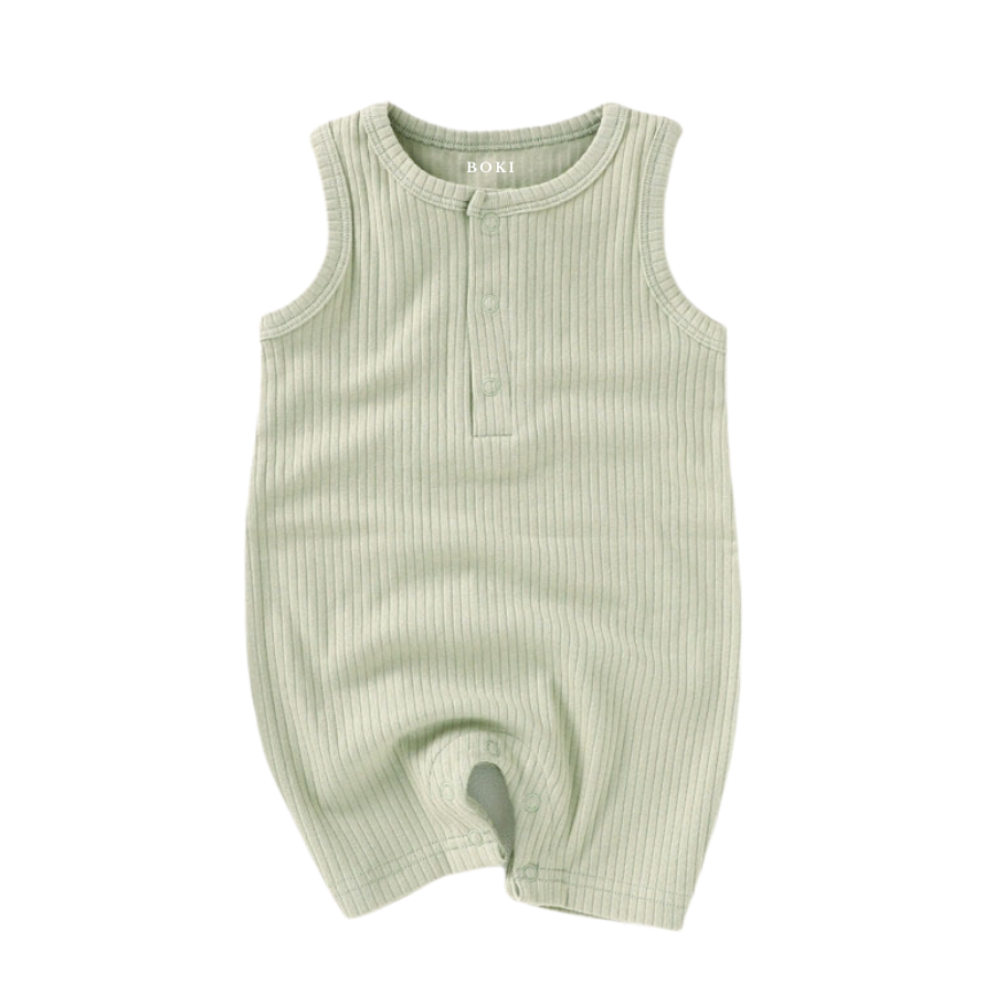 Organic Rib Cotton Tank Growsuit - Dried Mint