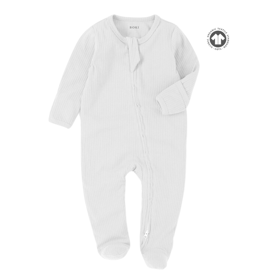 Organic Cotton 2-Way Zipsuit with Footies & Mittens - Ivory